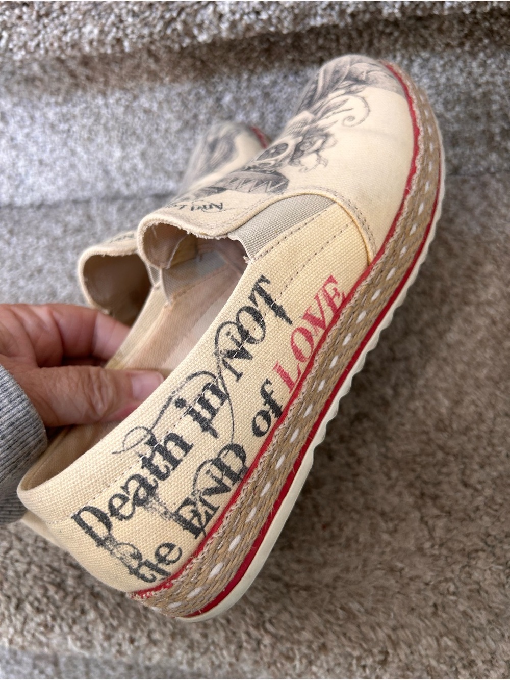 Goby Forever Love Espadrille Slip on Sneaker. Day of the Dead. Spooky. Immortal - Picture 2 of 9